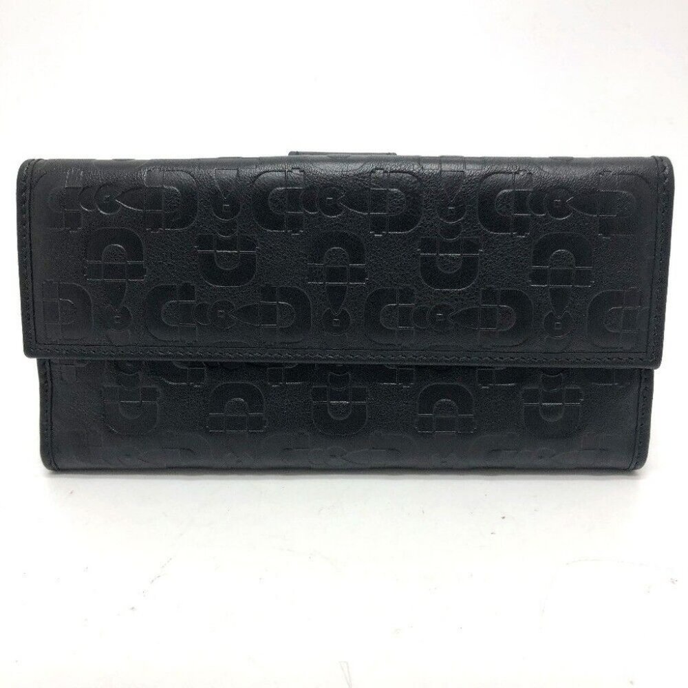 GUCCI Embossed all over pattern Bifold Long Wallet Leather Black - Picture 1 of 11